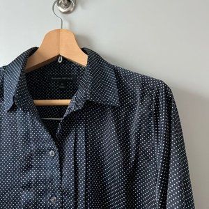 Banana Republic Women's Dotted Blouse | Sheer Dark Blue White | Button Down